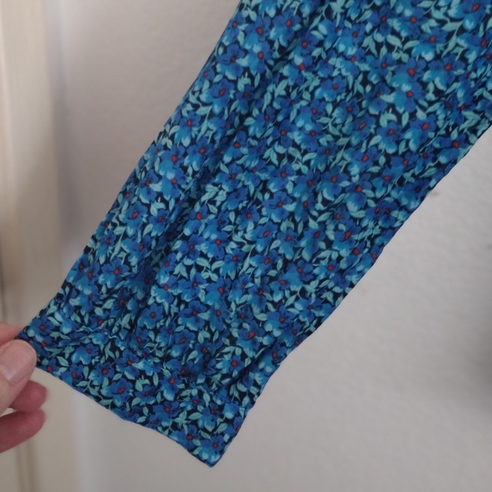 J. Crew Flowerpatch Blue Mixed Pattern Silk Cotto… - image 7